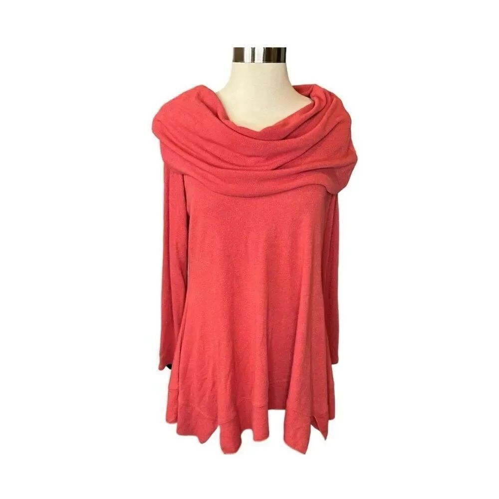 Soft Surroundings Cowl Neck Tunic Sweater Stretch Soft Pink Women Small